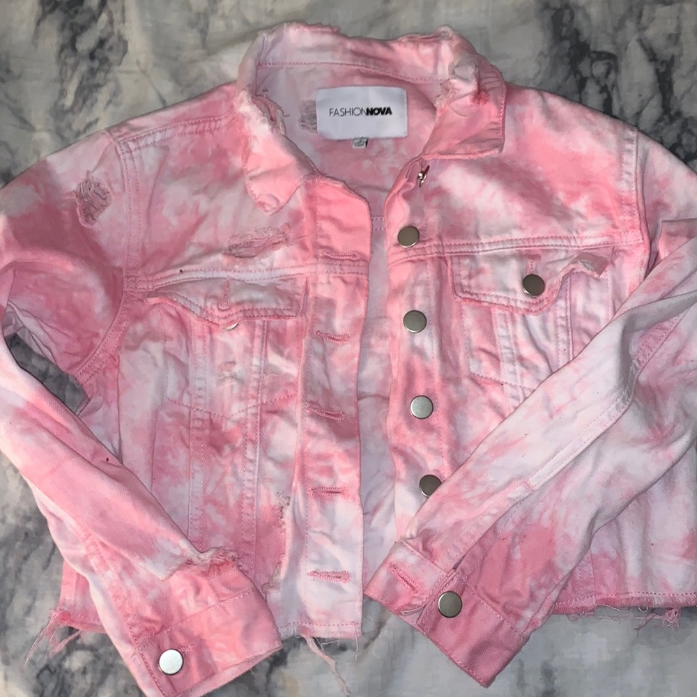 Pink Cropped Jean Jacket